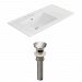 AI-23868 - American Imaginations - 35.5 Inch 3H4-in. Ceramic Top Set with Overflow Drain IncludedBrushed Nickel/White Finish -