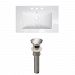 AI-24026 - American Imaginations - 24 Inch 3H4-in. Ceramic Top Set with Overflow Drain IncludedBrushed Nickel/White Finish -