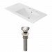AI-23854 - American Imaginations - 35.5 Inch 3H8-in. Ceramic Top Set with Overflow Drain IncludedBrushed Nickel/White Finish -