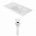 AI-23839 - American Imaginations - 35.5 Inch 1 Hole Ceramic Top Set with Overflow Drain IncludedWhite/White Finish -