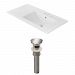AI-23847 - American Imaginations - 35.5 Inch 3H4-in. Ceramic Top Set with Overflow Drain IncludedBrushed Nickel/White Finish -