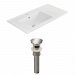 AI-23861 - American Imaginations - 35.5 Inch 1 Hole Ceramic Top Set with Overflow Drain IncludedBrushed Nickel/White Finish -