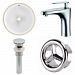 AI-25954 - American Imaginations - 15.25 Inch Round Undermount Sink Set with 1 Hole Faucet and Overflow Drain IncludedChrome/White Finish -