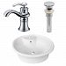 AI-26320 - American Imaginations - 19 Inch Above Counter Vessel Set For 1 Hole Center Faucet - Faucet IncludedChrome/White Finish -