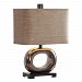 26221-1 - Uttermost - Feldman - 1 Light Modern Table Lamp Metallic Bronze Glaze/Aged Black Finish with Rust Dark Beige Linen Fabric Shade - Feldman
