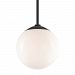GL16MBK2HS24BK - Troy Lighting - Globe - 16 Inch One Light Pendant Gloss Black Finish with White Acrylic Glass - Globe