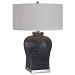 26386-1 - Uttermost - Akello - 1 Light Table Lamp Dark Charcoal/Gray Wash/Brushed Nickel Finish with White Linen Fabric Shade - Akello