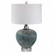 28208-1 - Uttermost - Almera - 1 Light Table Lamp Distressed Dark Teal Glaze/Crystal Finish with White Linen Fabric Shade - Almera