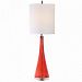 29739-1 - Uttermost - Ariel - 1 Light Buffet Lamp Polish Nickel/Crystal Finish with Tapered Coral Glass with White Linen Fabric Shade - Ariel
