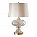 27773 - Uttermost - Jelani - 1 Light Table Lamp Brushed Brass Finish with Clear Glass with Warm Light Gray Linen Fabric Shade - Jelani