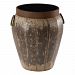 24860 - Uttermost - Neith - 20.25 inch Drum Accent Table Aged Rustic/Brown/Ivory/Brown Finish with Black Glass - Neith