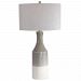 28204 - Uttermost - Savin - 1 Light Table Lamp Glossy Warm Gray Glaze/Textured Ivory Finish with Light Gray Linen Fabric Shade - Savin