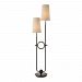28169 - Uttermost - Riano - 2 Light Floor Lamp Matte Black/Antiqued Brass Finish with Warm Beige Linen Fabric Shade - Riano