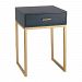 180-011 - GUILD MASTER - 24 Side Table Gold/Navy Faux Shagreen Finish -