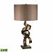D2688-LED - GUILD MASTER - Allen - 29 9.5W 1 LED Table Lamp Roxford Gold Finish with Light Taupe Fabric/Chocolate Brown Shade - Allen
