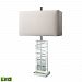 D1813-LED - GUILD MASTER - Avalon - 23 9.5W 1 LED Table Lamp Chrome/Crystal Finish with Pure White Faux Silk/Pure White Fabric Shade - Avalon