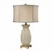 D2598 - GUILD MASTER - Ceramic Leaf - One Light Table Lamp Antique Brass/Cream Finish with Light Taupe Faux Silk/Cream Fabric Shade - Ceramic Leaf