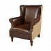 1204-012 - GUILD MASTER - Cesar - 37 Wing Chair Natural Burlap/Tan Leather Finish - Cesar