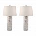 812/S2 - GUILD MASTER - Mother of Pearl - Two Light Table Lamp (Set of 2) Mother Of Pearl Finish with White Linen Shade - Mother of Pearl