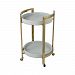 1218-1011 - GUILD MASTER - Piroutte - 28 Bar Cart White Faux Leather/Gold Plated Stainless Steel Finish - Piroutte
