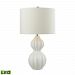 D2575-LED - GUILD MASTER - Ribbed Gourd - 26 9.5W 1 LED Table Lamp Gloss White Finish with Off-White Linen/Pure White Shade - Ribbed Gourd