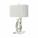 D3358 - GUILD MASTER - Savoie - One Light Table Lamp Sky Finish with White Faux Silk Fabric/Pure White Shade - Savoie