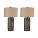 77078/S2 - Stein World - Seven Bridges - Two Light Table Lamp (Set of 2) Natural Finish with Burlap Fabric Shade - Seven Bridges