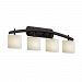 FSN-8594-18-DROP-NCKL-LED4-2800 - Justice Design - Fusion - 35.75 Four Light Bath Bar DROP: Droplet Glass Shade Brushed NickelShort Tapered Cylinder Shade - Fusion-Archway