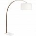 2287 - Robert Abbey Lighting - Archer - Two Light Floor Lamp Warm Brass Finish with White Brussels Linen Shade - Archer