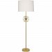 1203 - Robert Abbey Lighting - Andromeda - One Light Floor Lamp Modern Brass Finish with Clear Acrylic Glass with Pearl Dupioni Fabric Shade - Andromeda