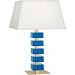 176 - Robert Abbey Lighting - Jonathan Adler Monaco - One Light Table Lamp Lacquered Natural Brass/Turquoise Crystal Finish with Off-White Silk Shade - Jonathan Adler Monaco