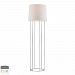 D2590-HUE-D - Elk-Home - Barrel Frame - 63 60W 1 LED Floor Lamp with Philips Hue LED Bulb/DimmerPolished Nickel Finish with White Faux Silk Shade - Barrel Frame