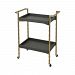 1218-1020 - Elk-Home - Grand Rex - 33 Bar CartGrey Faux Leather/Gold Plated Stainless Steel Finish - Grand