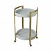 1218-1011 - Elk-Home - Piroutte - 28 Bar CartWhite Faux Leather/Gold Plated Stainless Steel Finish - Piroutte