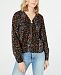 Planet Gold Juniors' Printed Ruched O-Ring Blouse