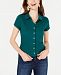 Planet Gold Juniors' Rib-Knit Button-Front Polo Shirt