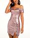 B Darlin Juniors' Off-The-Shoulder Sequined Bodycon Dress