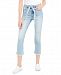 Dollhouse Juniors' Tie Belt Frayed Cropped Jeans