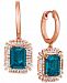 Le Vian Baguette Frenzy London Blue Topaz (3-1/2 ct. t. w. ) & Diamond (1/4 ct. t. w. ) Drop Earrings in 14k Rose Gold