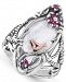 Carolyn Pollack White Mother of Pearl (10x24mm) & Garnet Ring in Sterling Silver