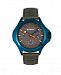 Breed Quartz Tempe Gray And Blue Genuine Leather Watches 43mm