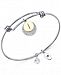 Unwritten Pave and Initial Disc Bangle Bracelet in Stainless Steel and Silver-Plate