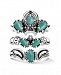 American West Green Turquoise Three Piece Ring Set in Sterling Silver