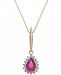 Ruby (9/10 ct. t. w. ) & Diamond (1/6 ct. t. w. ) 18" Pendant Necklace in 14k Gold