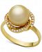 Cultured Golden South Sea Pearl (9mm) & Diamond (1/5ct. t. w. ) Ring in 14k Gold