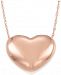 Signature Gold Puffed Heart Pendant Necklace in 14k Rose Gold over Resin