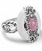 Carolyn Pollack Rhodochrosite and White Agate Ring in Sterling Silver