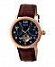 Heritor Automatic Piccard Rose Gold & Black Leather Watches 44mm