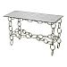 281-BEL-1666123 - Bailey Street Home - Edmund Street - SILVER CHAIN CONSOLE TABLE WITH CLEAR GLASS TOPClear Finish with Clear Glass - Edmund Street