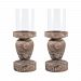 2499-BEL-3380115 - Bailey Street Home - Catherine Dell - 15.5-inch Pillar Holder (Set of 2)Ashwood/Clear Finish - Catherine Dell